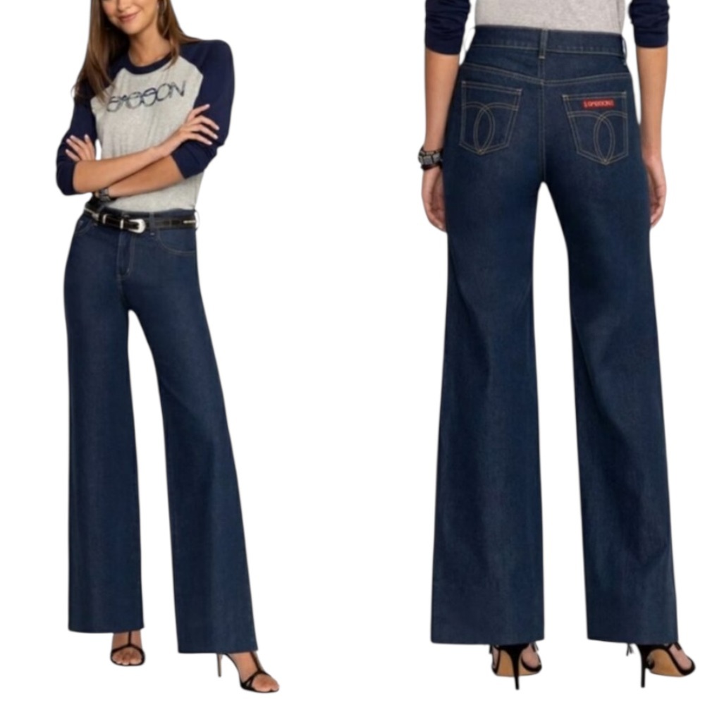 Johnny Was Dark Blue Flare & Wide Leg Jeans